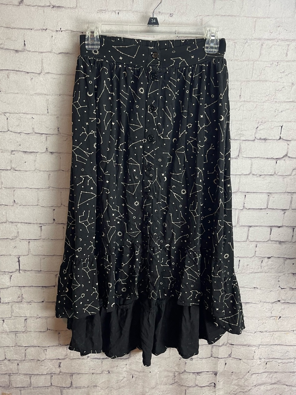 Hot topic size small black midi skirt with constellations